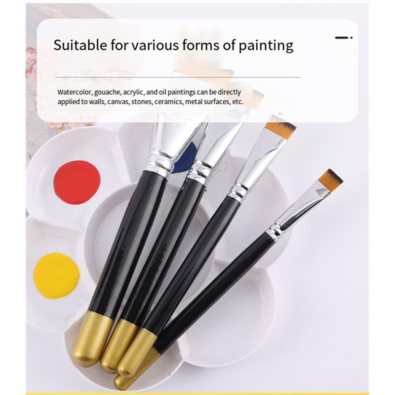 ABMH-Art Short Haired Nylon Brush Lacquerware Large Lacquer Brush Oil Painting Tools Materials Art Small Flat Pen Lacquer Art