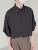 Men's Ice Silk Five-Point Sleeve Shirt - Loose, Wrinkle-Free Korean Fashion, Versatile Summer Top