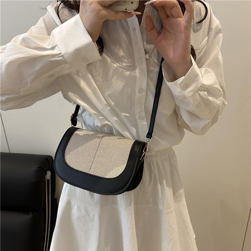 Trend Fashion Women's Bags Summer New Clamshell Splicing Contrasting Color Crossbody Women's Saddle Shoulder Armpit Bag