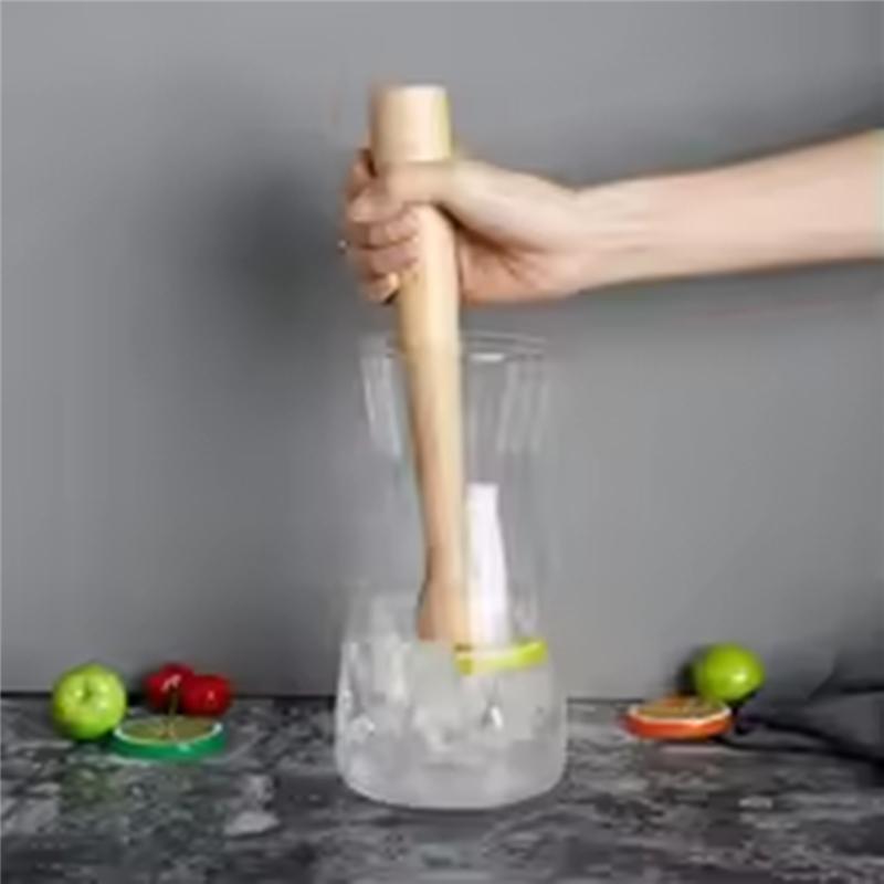 A96I-Fruit Lemon Juice Muddler 2 Pcs Wooden Ice Crusher Press Muddler Cocktail Tools Ice Sticks Hammer Kitchen Equipment