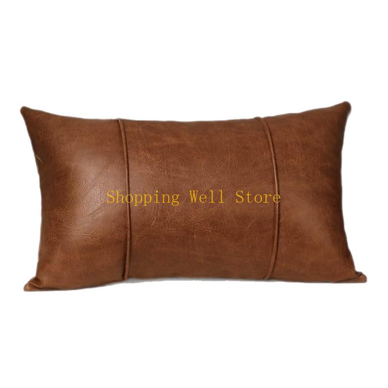 KX4B Ergonomic Design Cushions Cover Faux Leather Sofa Chair Lumbar Support Case