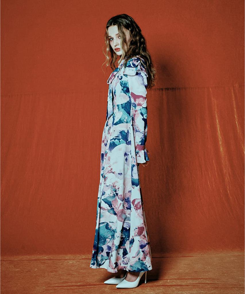 VIA LACTEA Frill Tie Long Dress_Pink