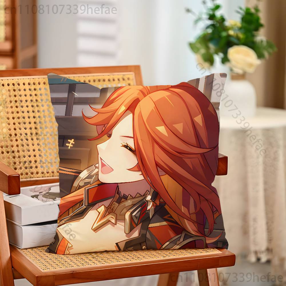 Genshin Impact Mavuika Throw Pillow Case For 45x45cm55x55cm30x30cm For Home Bedroom Decoration And Protector