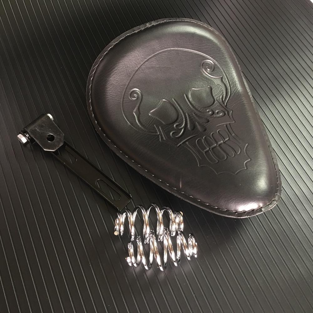 Leather Motorcycle 3" Spring Solo Bracket Seat For Harley Chopper Bobber
