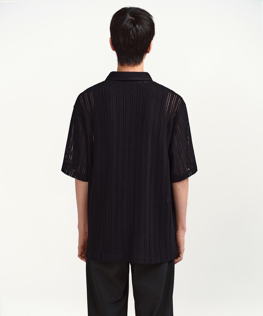 MUSINSA STANDARD Relaxed Crochet Short Sleeve Shirt [Black]