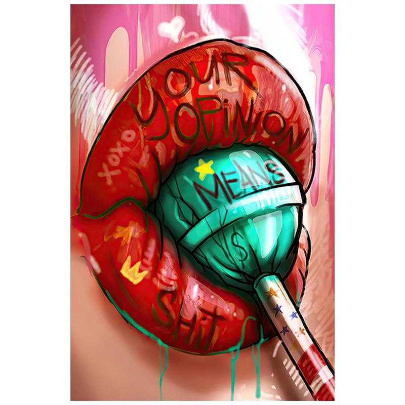 

Девушка сексуальные губы холст картина поп-стрит граффити настенные художественные постеры и принты современная настенная картина для спальни украшения дома 20x30cm