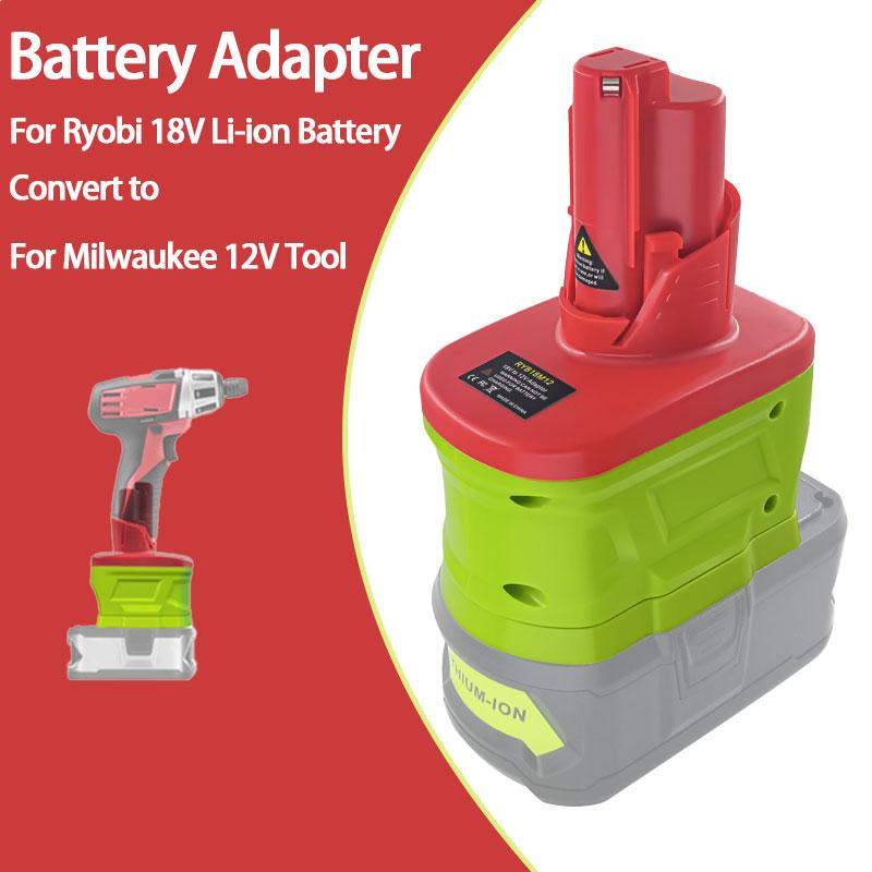 Battery Converter For Ryobi 18V Li-ion Battery Convert to For Milwaukee 12V Cordless Power Drill Tool 2471-21 2471-22 2590-20