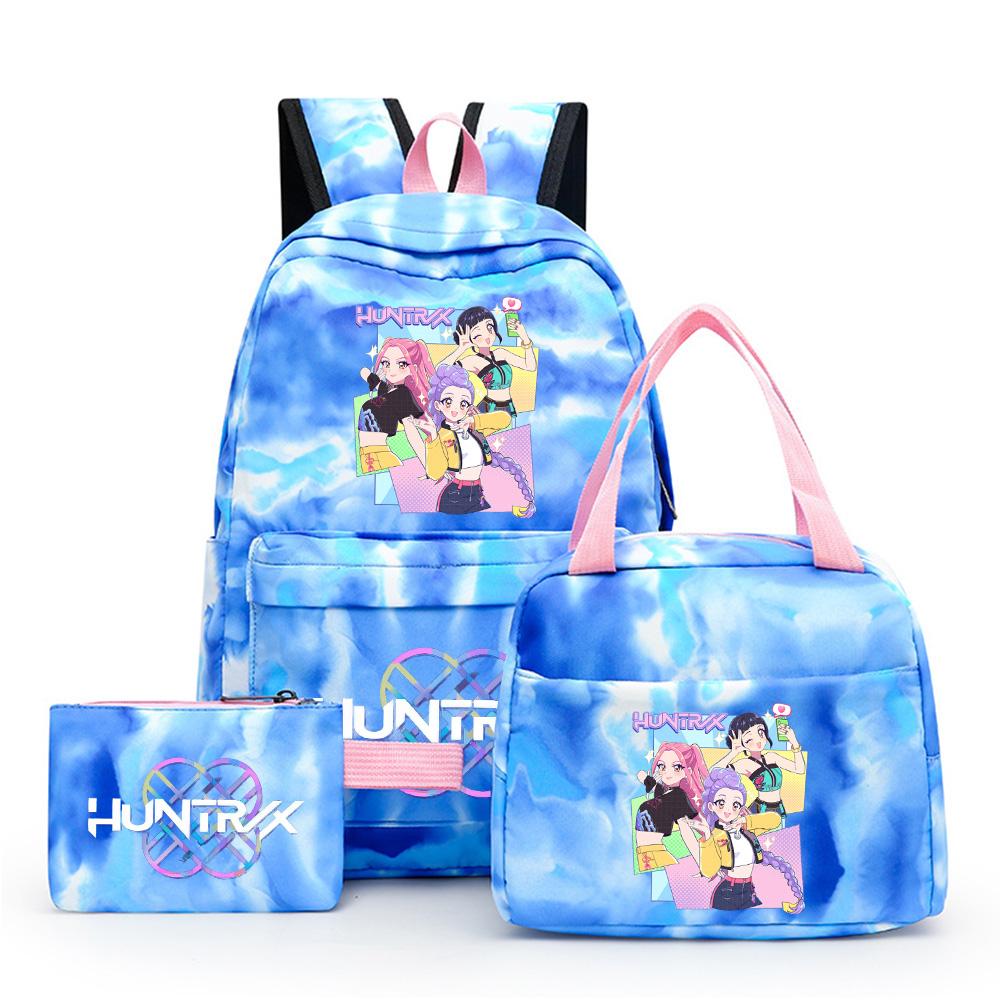 3Pcs/set Cartoon Anime Kpop Printed Backpack with Lunch Bag Pengcil Case Large Capacity Travel Bag for Teenager Girl Boy Bookbag Kid Gift Rucksak