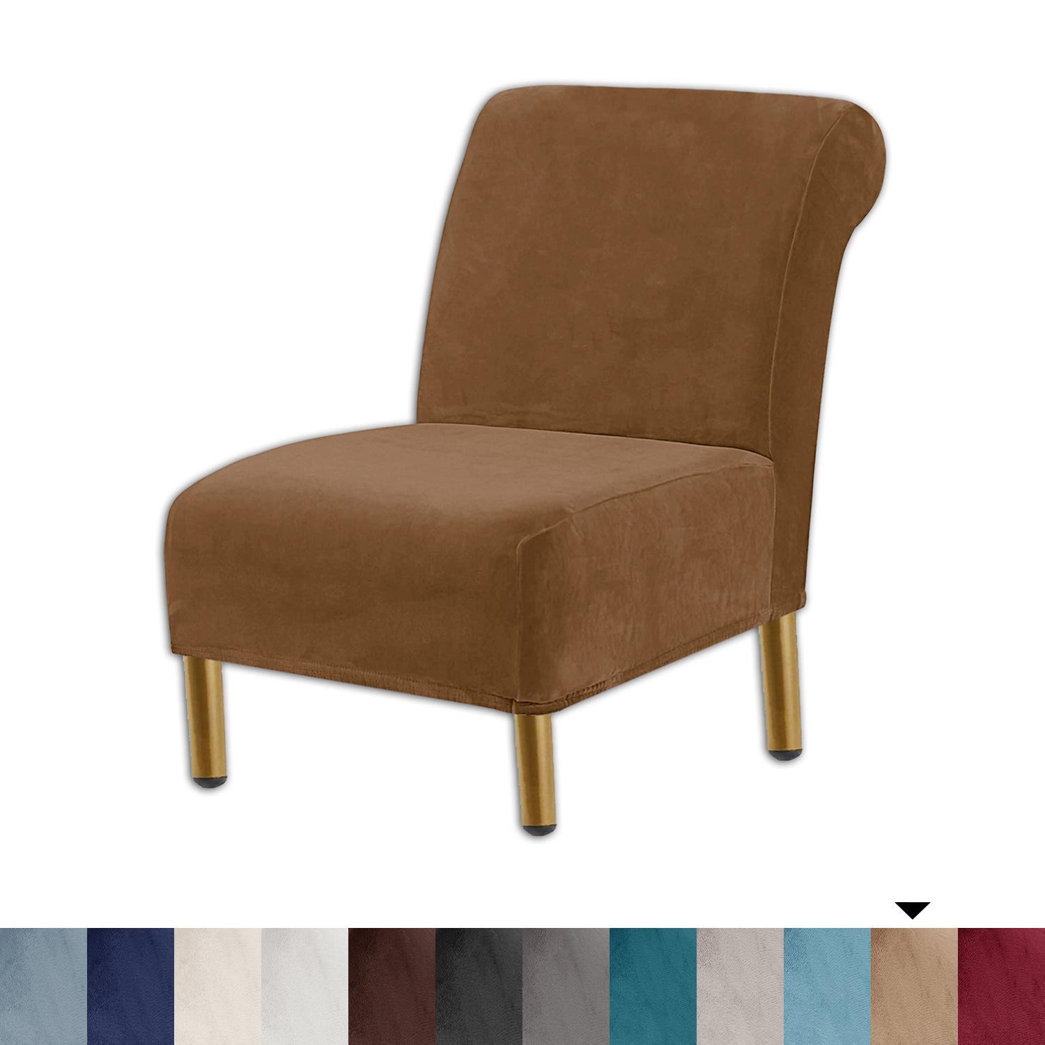 

Чехлы для стульев Velvet Accent, чехлы для стульев без подлокотников из высокоэластичного материала для гостиной, толстый бархатный чехол для стульев, современная защита мебели, можно стирать в стиральной машине L50-60cm(19.5-23.5 ) светло-коричневого