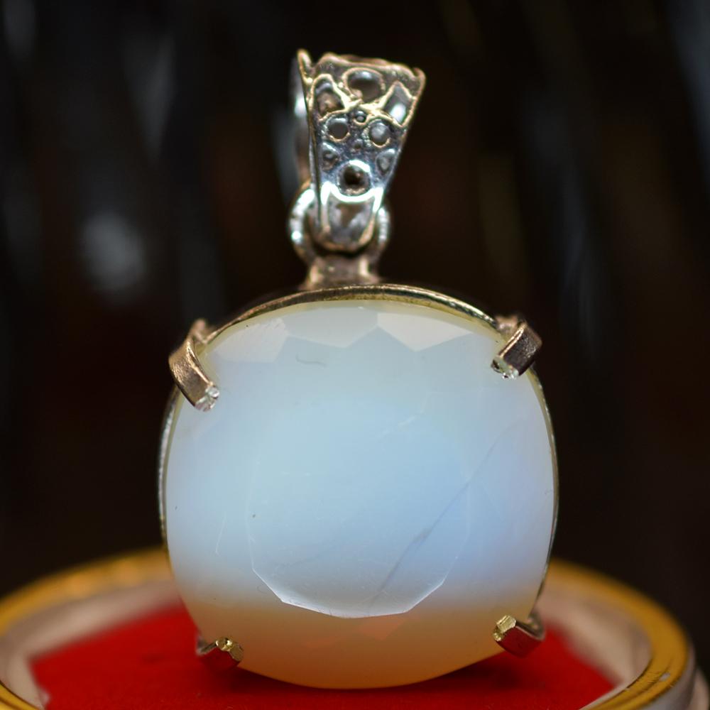 Certified NATURAL Square Cushion 57.75 Ct 925 Sterling Silver Opal Gems Pendant My-482-ns