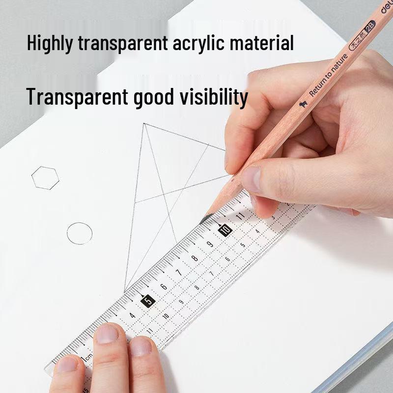 Deli Acrylic 15cm Transparent Ruler for Students and Children - High-Quality Measurement Tool