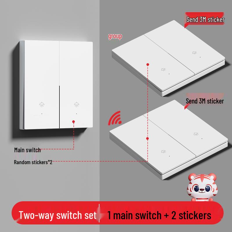 Smart Wireless Double Control Light Switch - No Wiring Needed, 220V Remote Master-Slave System