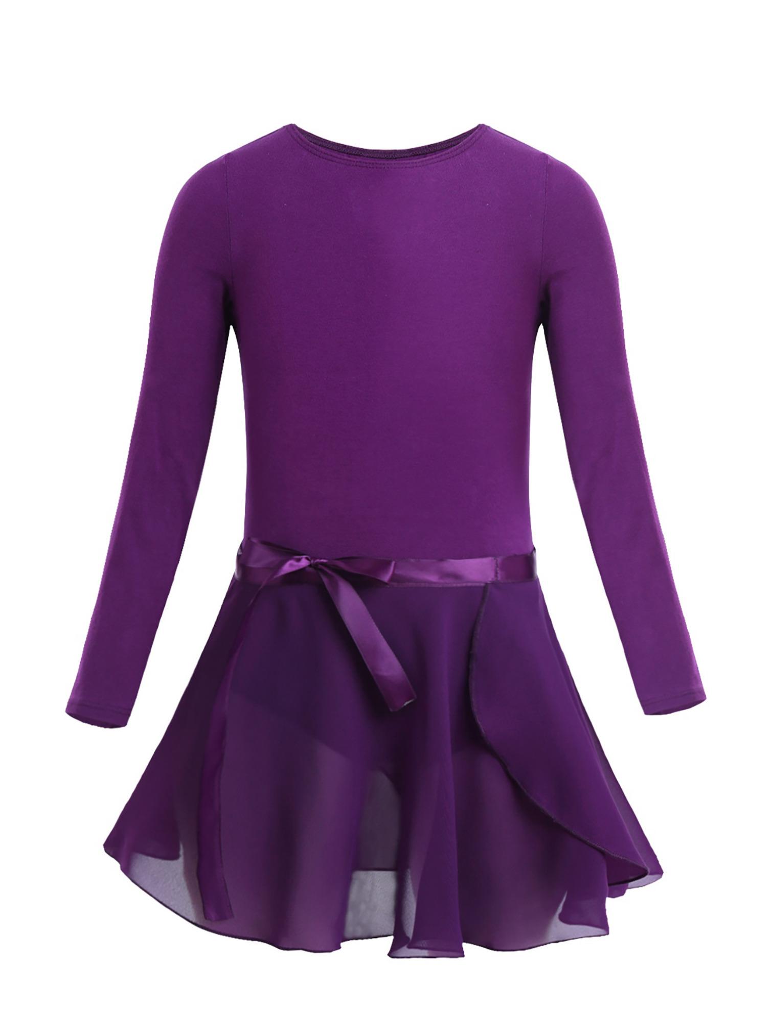 HULIJA Kinderen meisjes katoen lange mouwen ballet dans gymnastiek turnpakje met chiffon rok outfit set