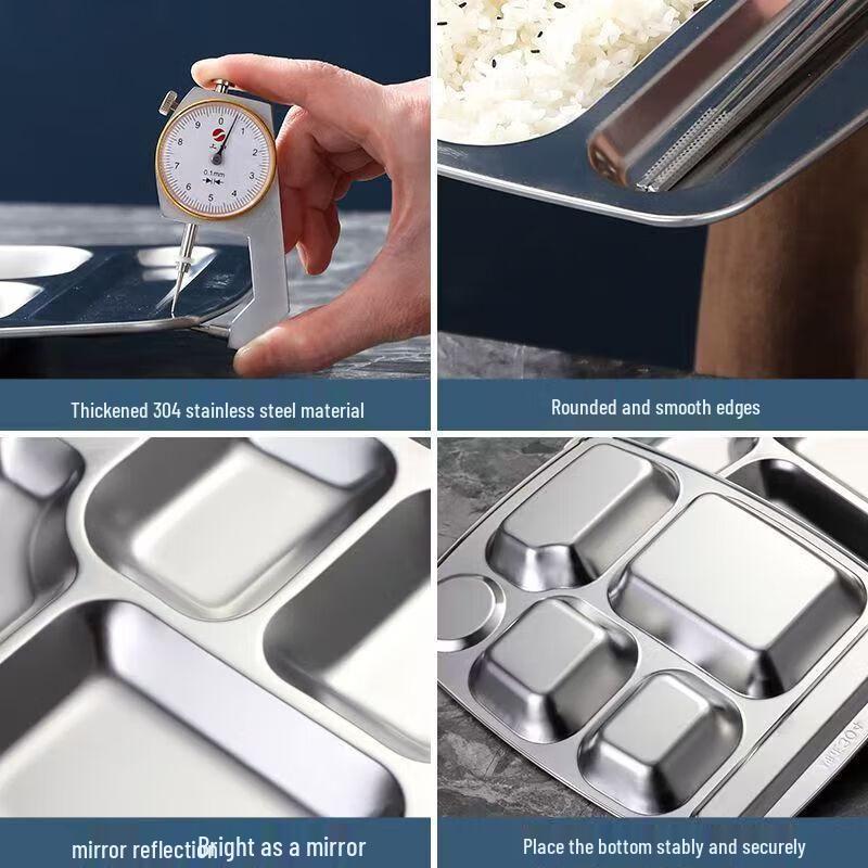 304 Stainless Steel 5-Compartment Meal Plate