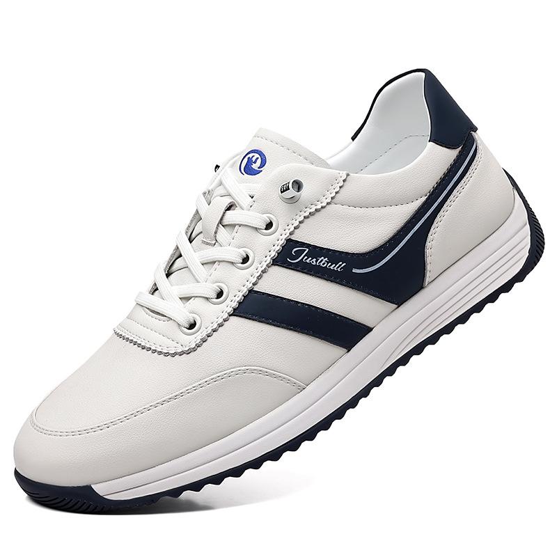 

Leather spring new flat-soled sports shoes men s casual versatile board shoes trendy men s white shoes 38