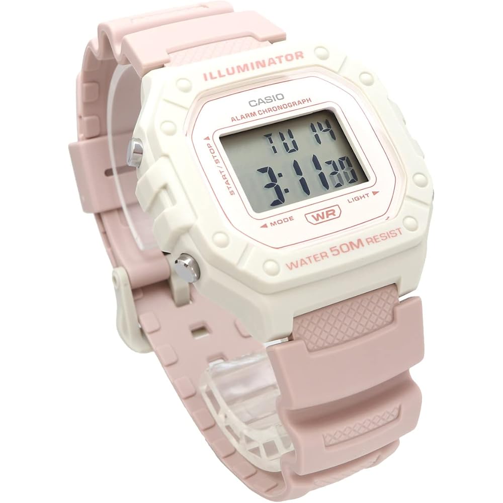 Casio Standard Digital Watch W-218HC-4A2V Pink Beige Unisex Lightweight Water Resistant