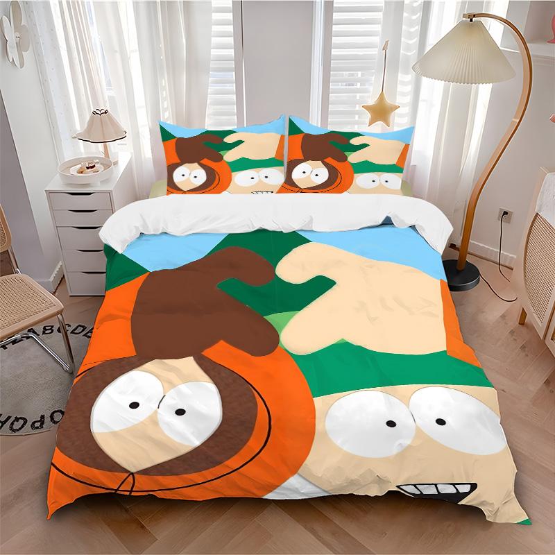 South Park Cartoon Print Print 3Pcs Bedding Set,Duvet Cover with 2 Bedro,Pillowcase Home Birthday Gift