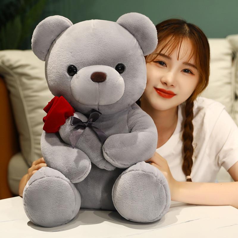 Bear Rose Teddy Plush Toy With Pp Cotton Filling Romantic Gifts Home Decor Doll