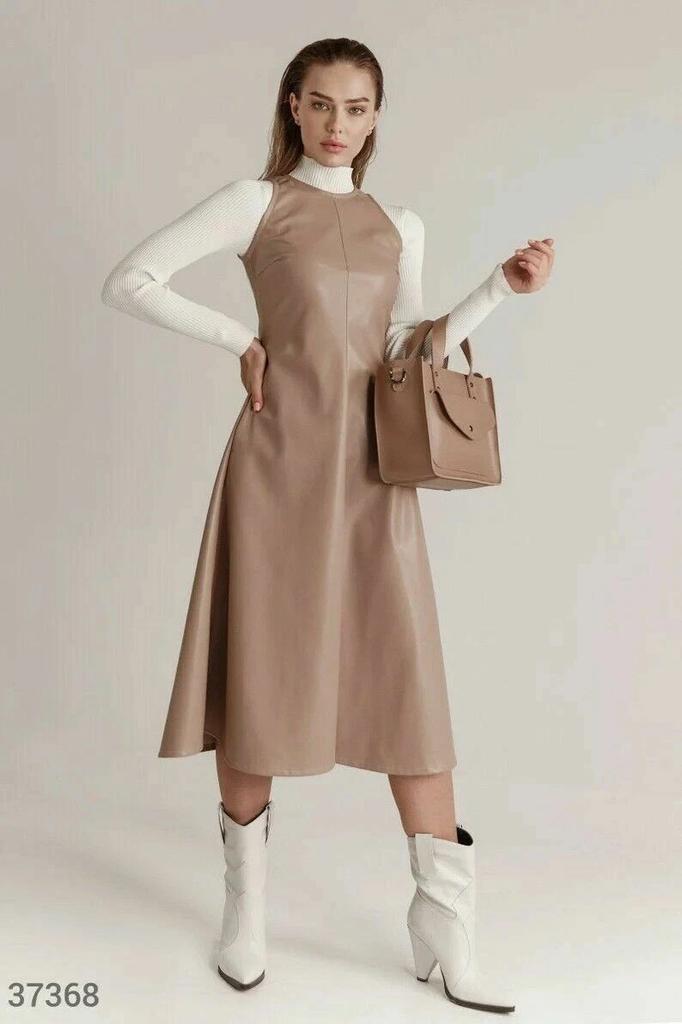 Women Celebrity Dress Beige Designer Cocktail Bodycon Lambskin Clubwear Handmade Leather