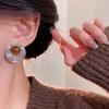 Vintage Brown Moonstone Stud Earrings for Women Fashion Geometric Circular Resin Drop Earrings Daily Party Jewelry Wholesale