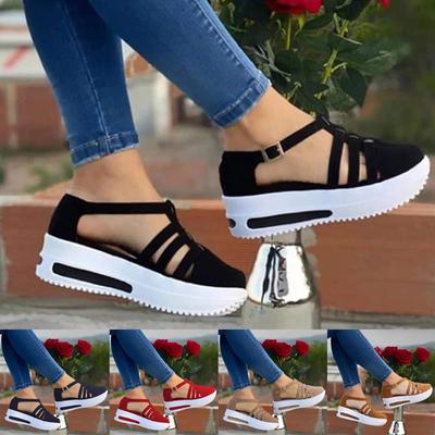 Solid Color Casual Women's Shoes Slope With Round Head Hollow Single Shoes