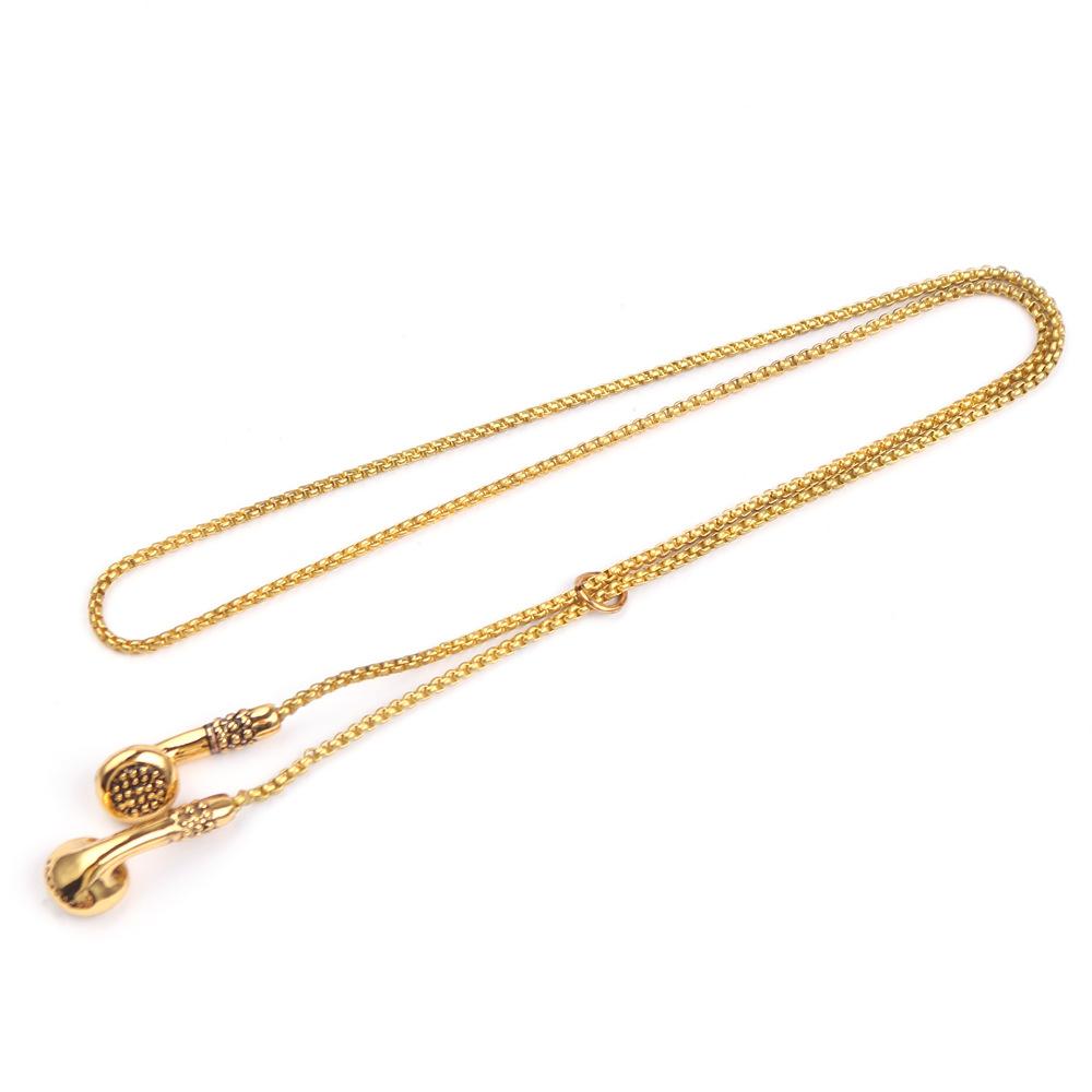 Mode Hip Hop Charm Musik Headset Öronproppar Metall Man Kläder Accessoarer Halsband Smycken För Män Kvinnor Hänge Grossist