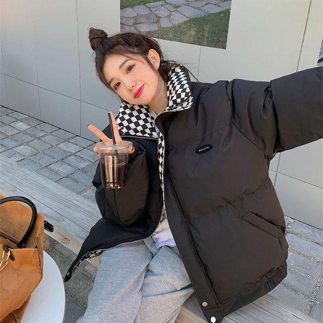 Autumn and Winter Down Cotton Loose Coat Women's Cotton Padded Jacket Women's Solid Color Thickened Warm Down Parka Large Size Coat