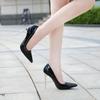 fashion Glossy Patent Leather Rivets Slim Heels Ultra-high Heels Shallow Mouthed Pointed Sexy Nightclub Oversized Women's Singles Shoes