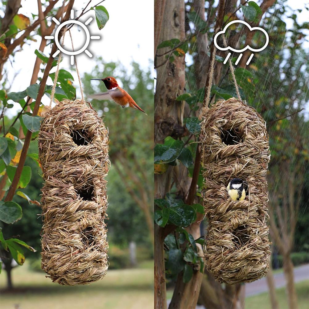 Handgewebte Kolibrihäuser Erdnussform Natürliches Vogelnest Hütte Stroh Vogelnest Handgefertigt Hängend
