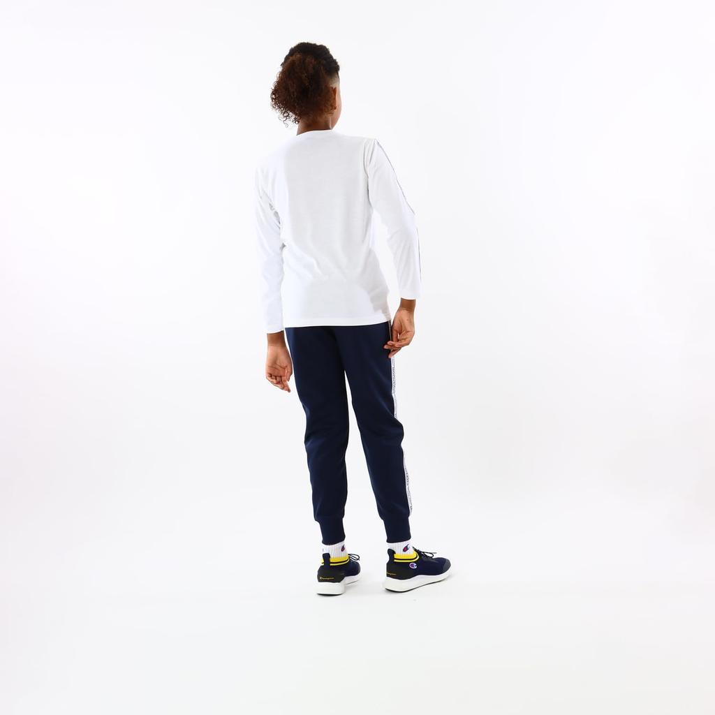 Champion Long Sleeve Round Script School Kids' T-Shirt, Neck, Quick-Drying, Logo, Boys, White, CK-ZS405