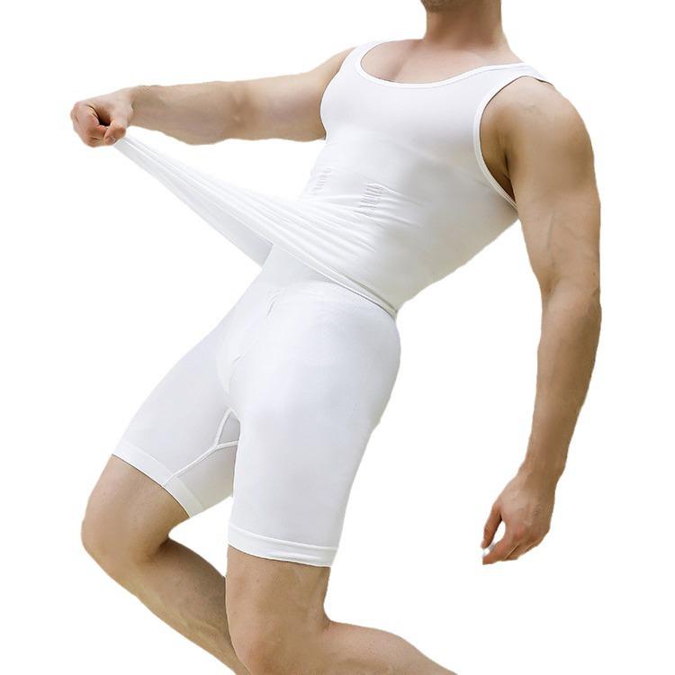 Men's Seamless Shapewear Tank Top: Tummy Control, Chest Binder, Fitness Base.