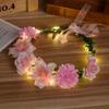 1PC Flower Headband Led Lights Hair Hoop Double-Sided Silk Floral Crown for Women Hair Headband Glowing Garland Light Up
