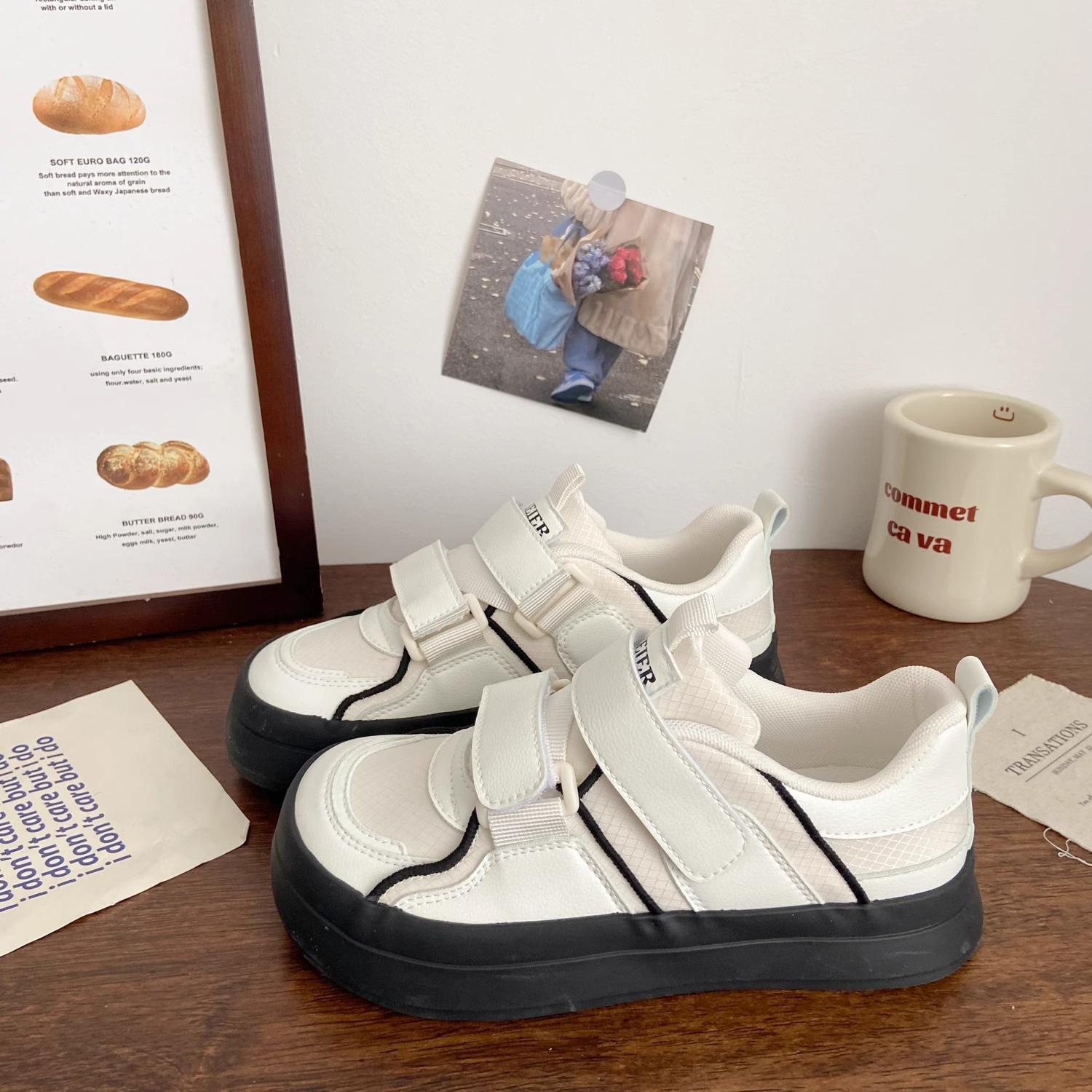 

Pink Velcro German training board shoes female ugly cute autumn new chic niche Korean version big head student white shoes 35 белый