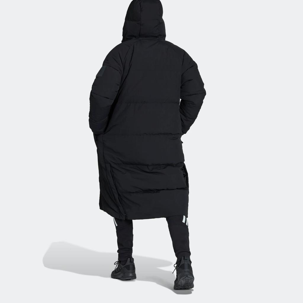 Adidas Big Baffle Zip Hooded Mid-Length Puffer Coat Men Outerwear Black HN9927