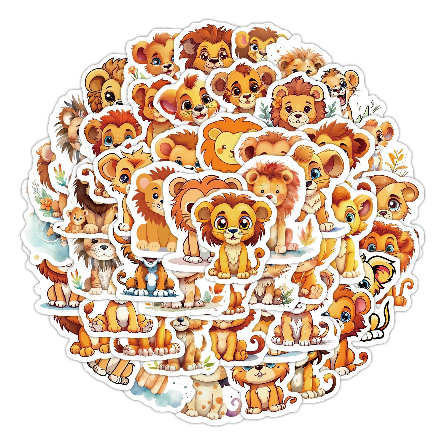 

50 Милых Маленьких Наклеек Льва Набор Наклейки для Украшения Скейтборда Чемодана Водонепроницаемые Креативные Наклейки для DIY Компьютера