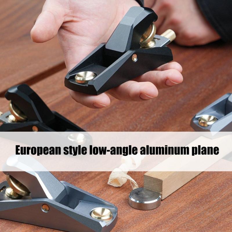 Low Angle Aluminum Woodworking Plane with Adjustable Blade Depth for Precise Cutting On Thin Wood Layers and Ergonomic Grip