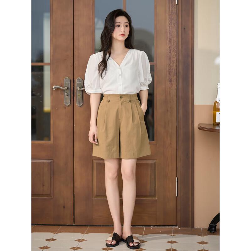 INMAN Women's High-Waist Straight-Leg Casual Shorts