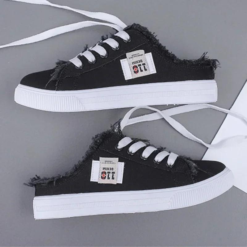 Modne Damskie Półkapcie Trampki Wygodne Damskie Buty Codzienne Damskie Płaskie Buty Oddychające Buty z Płótna Antypoślizgowe Zapatillas