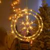 Christmas Decoration 3D Pentagram  Moon  Elk Snowflakes Hanging Lights for Christmas Windows Holidays