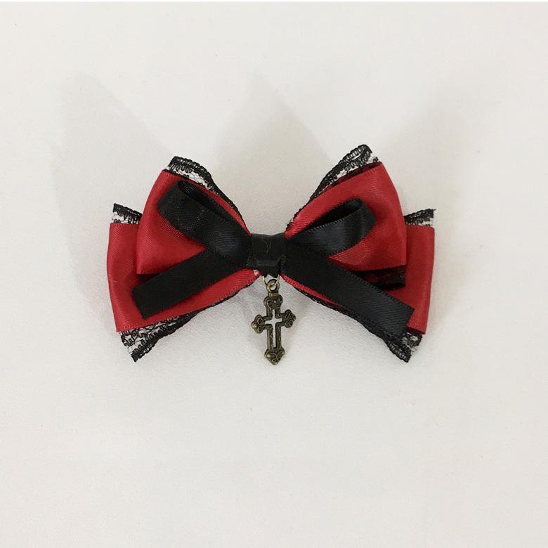 

Популярная заколка-бант Лолита темно-бордового цвета, готический головной убор