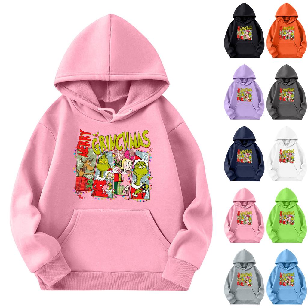 Child Fashion Lightweight Long Sleeve Pullover With Pockets  Print Hoodie