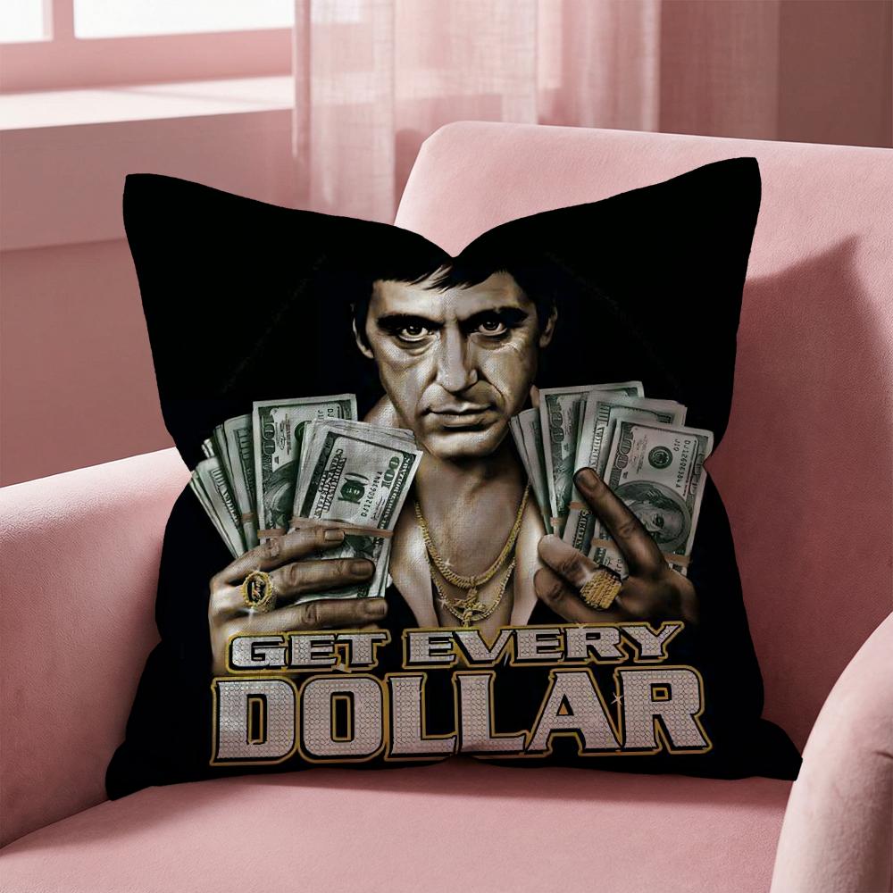S-Scarface Movie Cushion Cover Multi-Scene Pillow Cover for Home & Car - Reversible, Soft & Durable for Daily Use
