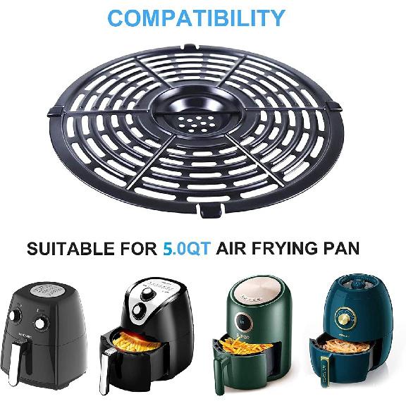 Air Fryer Grill Pan for Power XL 5QT Air fryer, 8.7'' 5QT Round Non-Stick Replacement Tray Rack Parts Accessories Crisper Plate Grill Plate,
