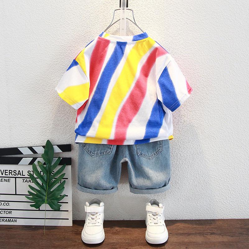 Stylish Boys Summer Outfit Set 2024 Trendy Short Sleeve T-shirt And Shorts For Kids Age 3 To 8 Years