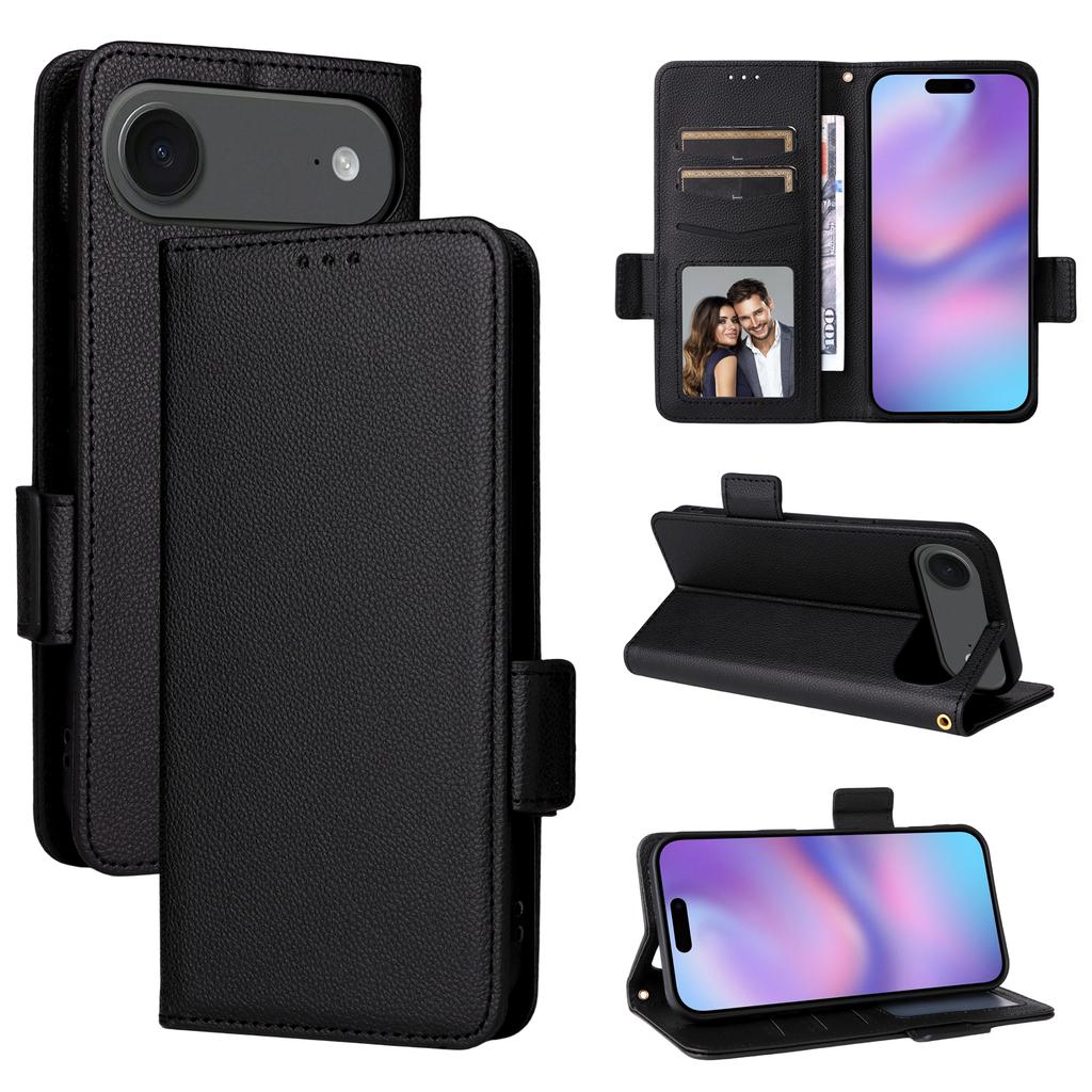 For iPhone Air Case with Wrist Strap Litchi Texture PU Leather Wallet Phone Cover