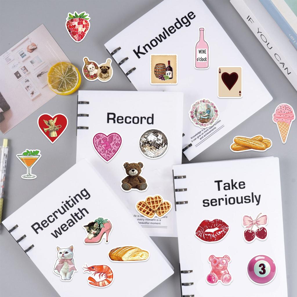 100 Y2K Pink Aesthetic Stickers Decorate Guitar Laptop Suitcase DIY Waterproof