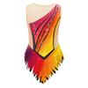 Maillot de ballet pour enfant à manches courtes, bloc de couleurs, strass, body en maille avec fermeture à pression à l'entrejambe pour gymnastique rythmique, spectacle sur scène