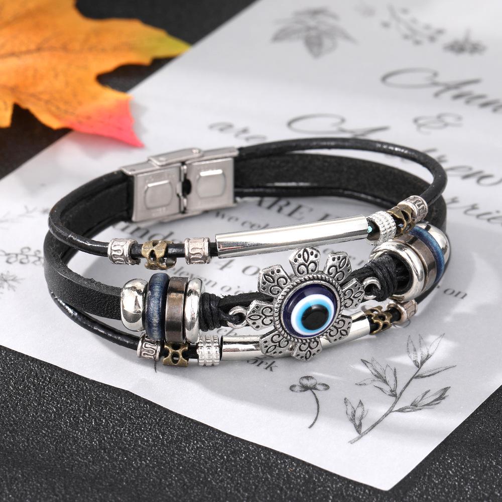 Boho Multi-Layer Kokosnussschale & Perlen Schmetterling Leder Armband Set für Männer