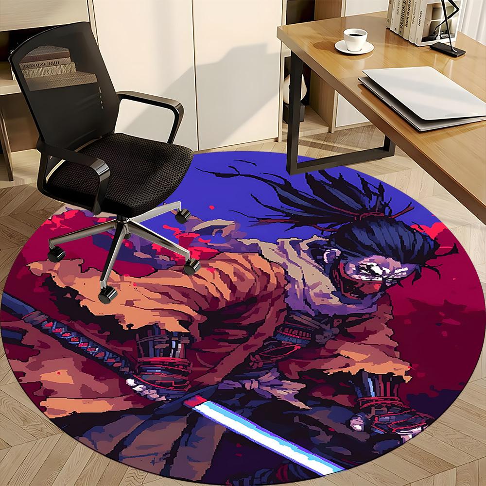 1PC Samurai Warrior Office Round Area Rug, Indoor Mat Suitable For Office, Under Office Chairs Bedroom Living Room Home Decor DT1212102