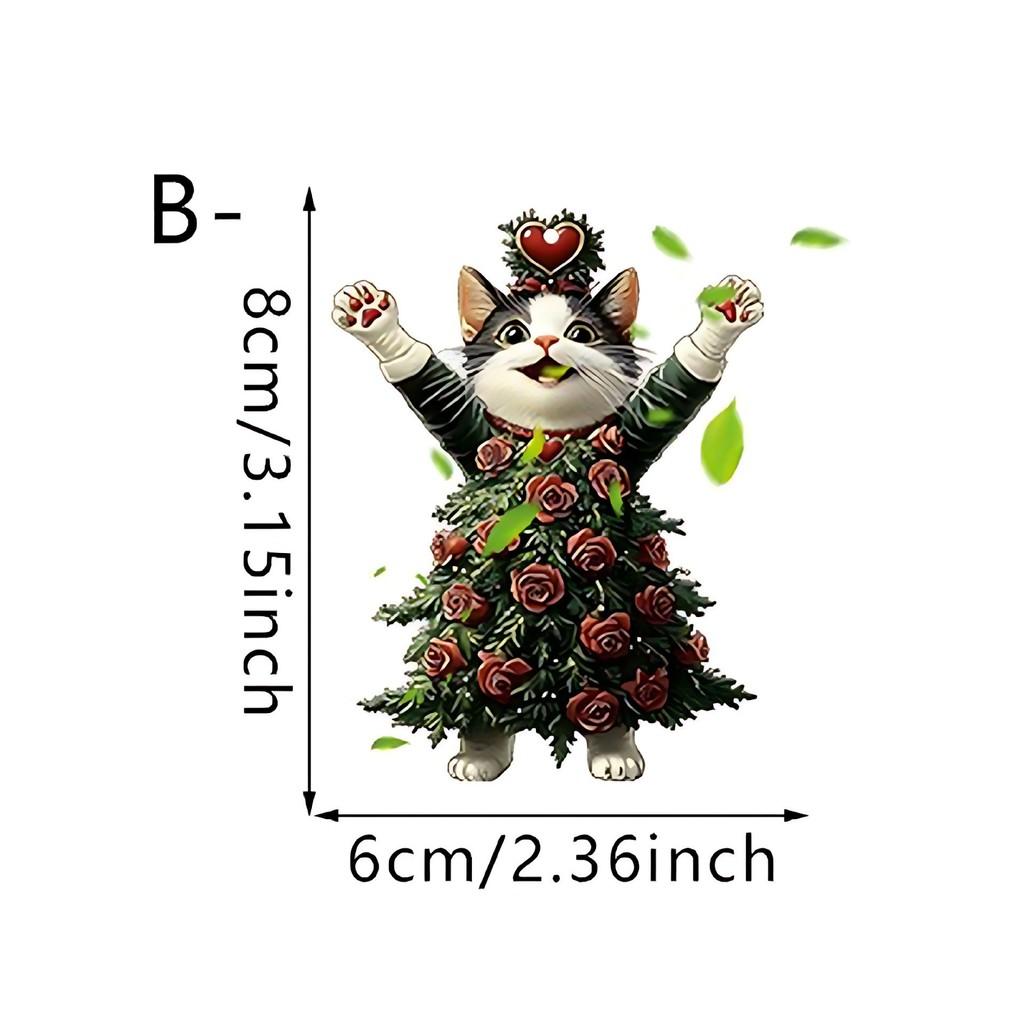 Valentine Theme Day Cute Rose Cat Pattern Acrylic Pendant Car Interior Decor